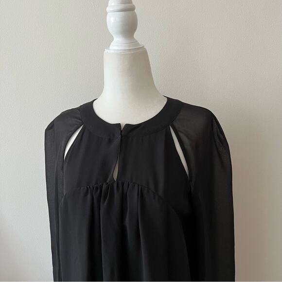 1. State Black Chiffon Black Cutout Blouse - Picture 2 of 6